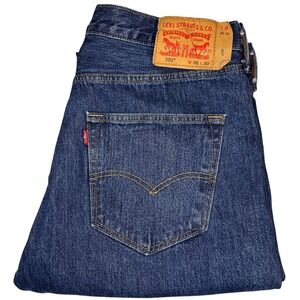 Levi's 501 Original Fit Mens Jeans Button Fly Dark‎ Wash Blue Denim W36 L30